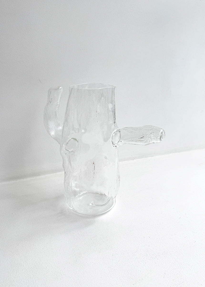 Texture Glass Vase w/Two Arms