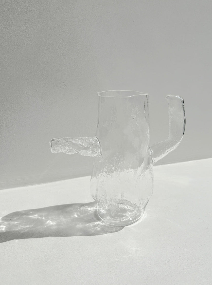 Texture Glass Vase w/Two Arms