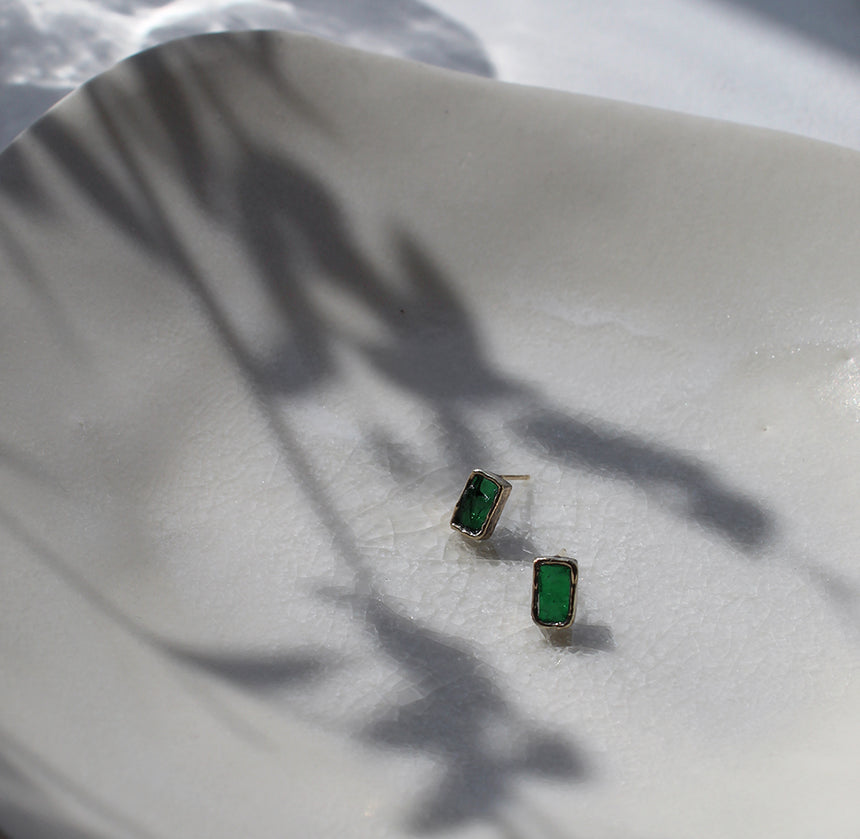Glass Earrings: Antique Green II