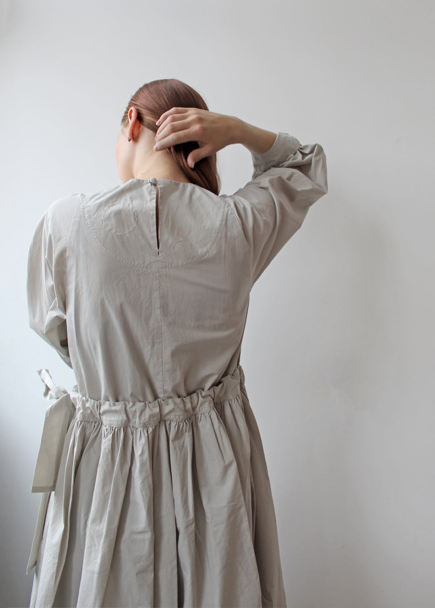 Cosmic Wonder - Cotton Silk Typewriter Farmer's Dress, Jade