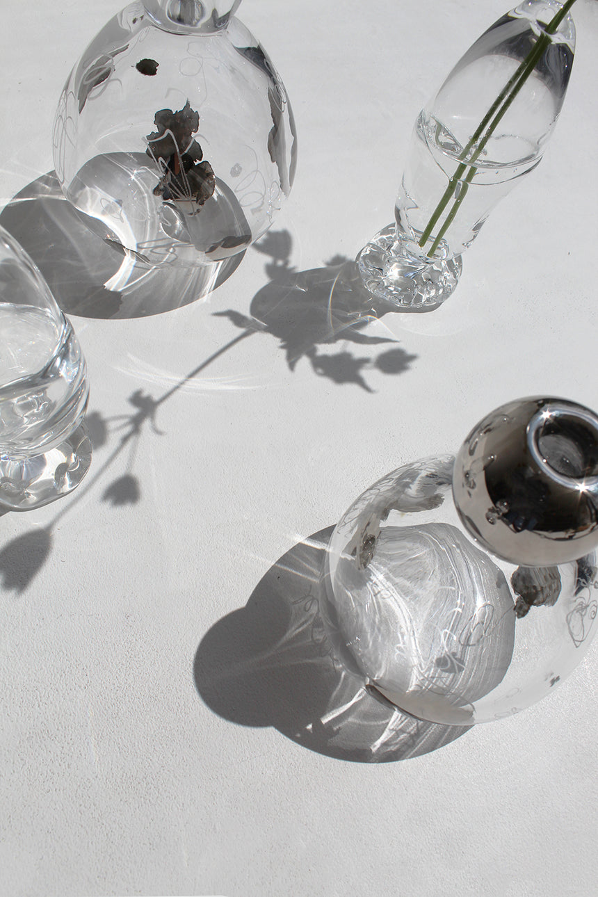 Glass Vase with Platinum Drawings IV
