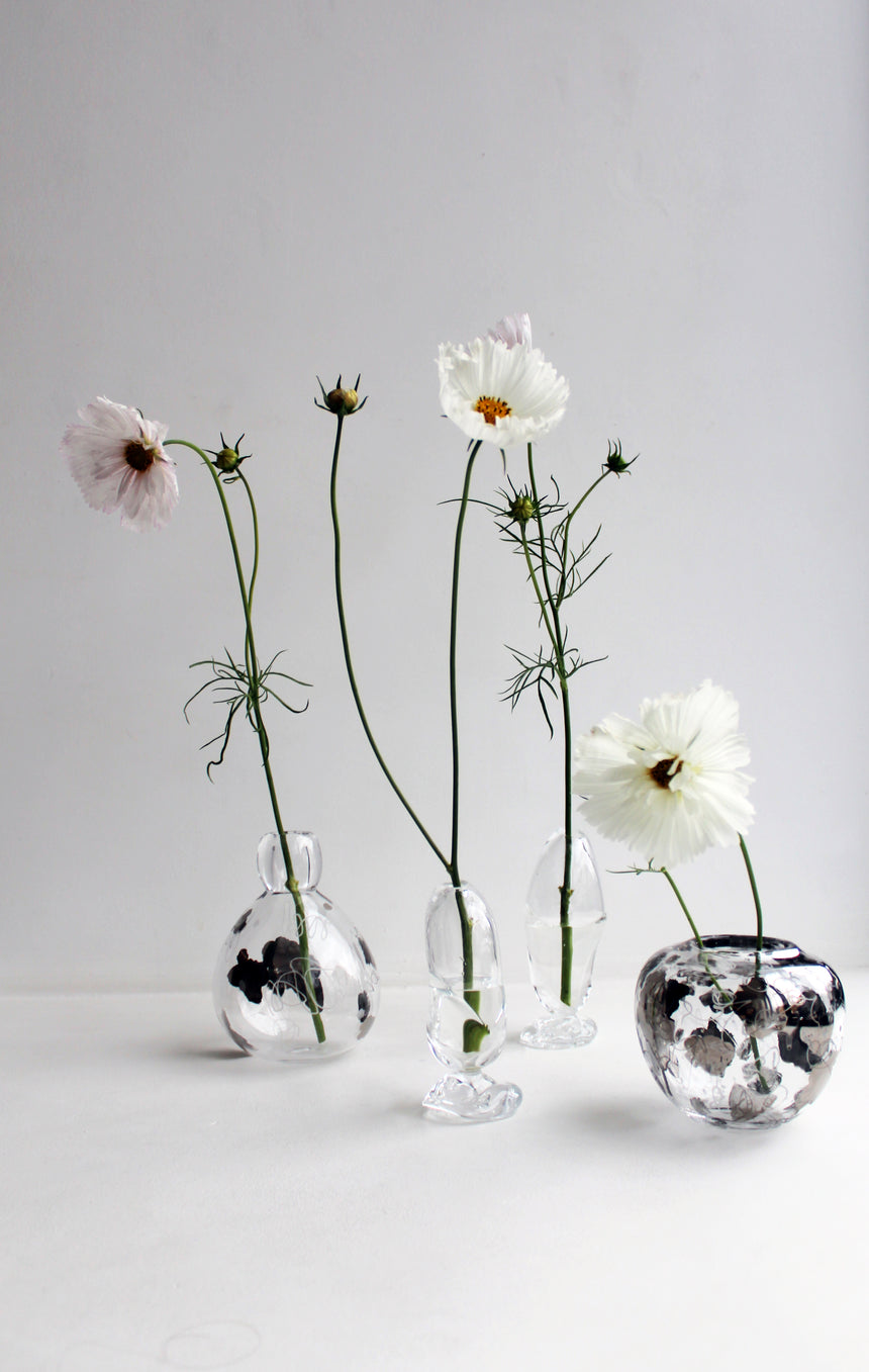 Glass Vase with Platinum Drawings I