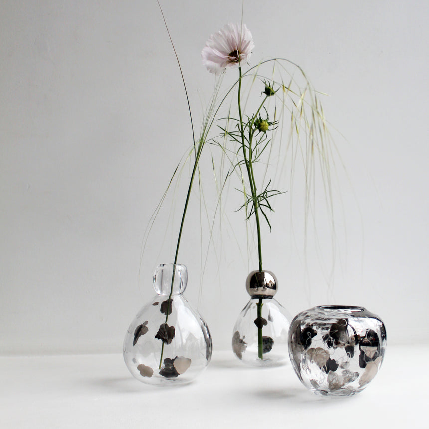 Glass Vase with Platinum Drawings I