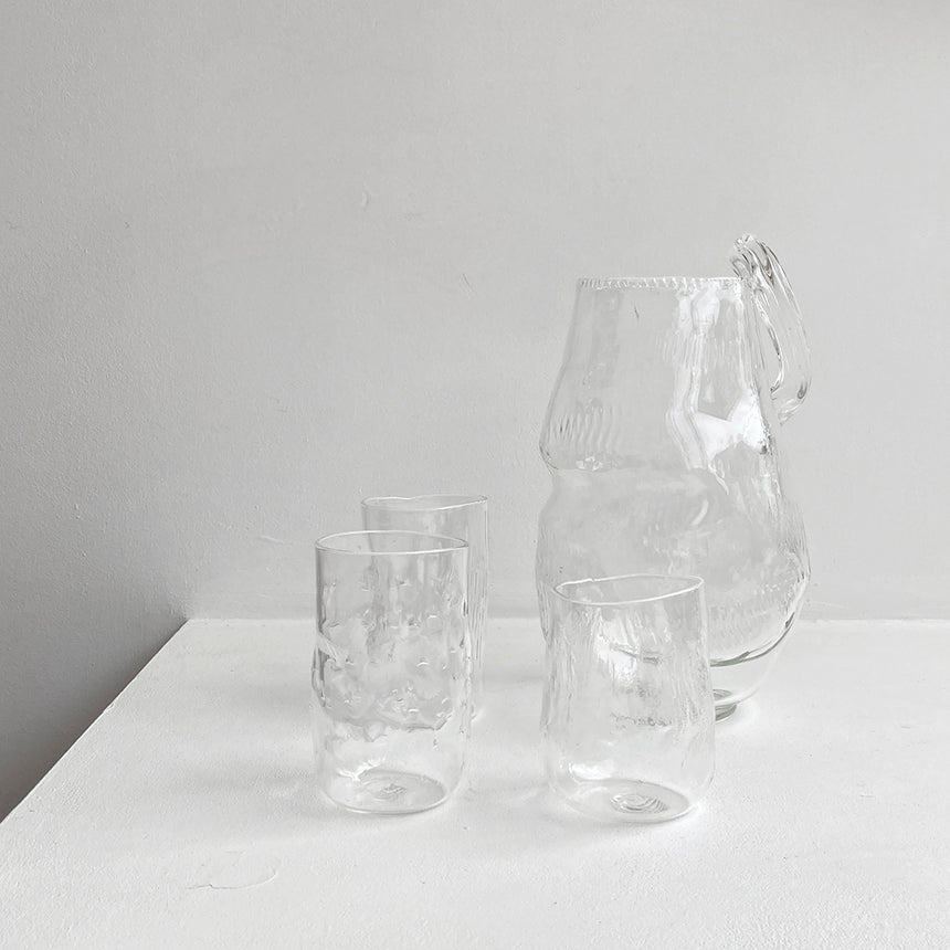 Texture Glass Vase w/handle