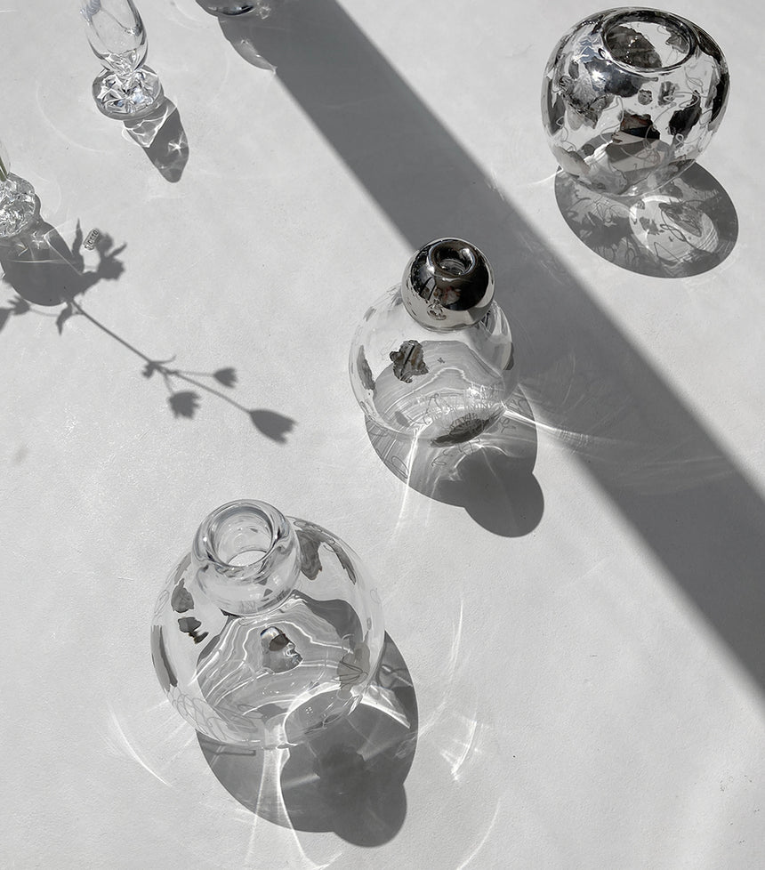 Glass Vase with Platinum Drawings I