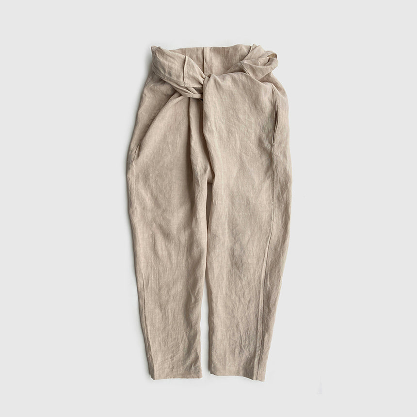 Cosmic Wonder Wrap Pants - Light Beige Linen