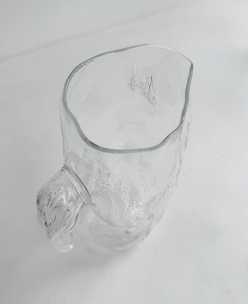 Texture Glass Jug w/Handle, Wood