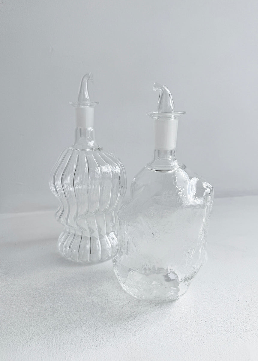 Textured Glass Oil Bottles