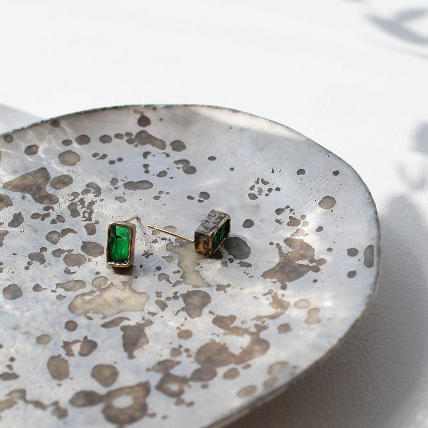 Glass Earrings: Antique Green II