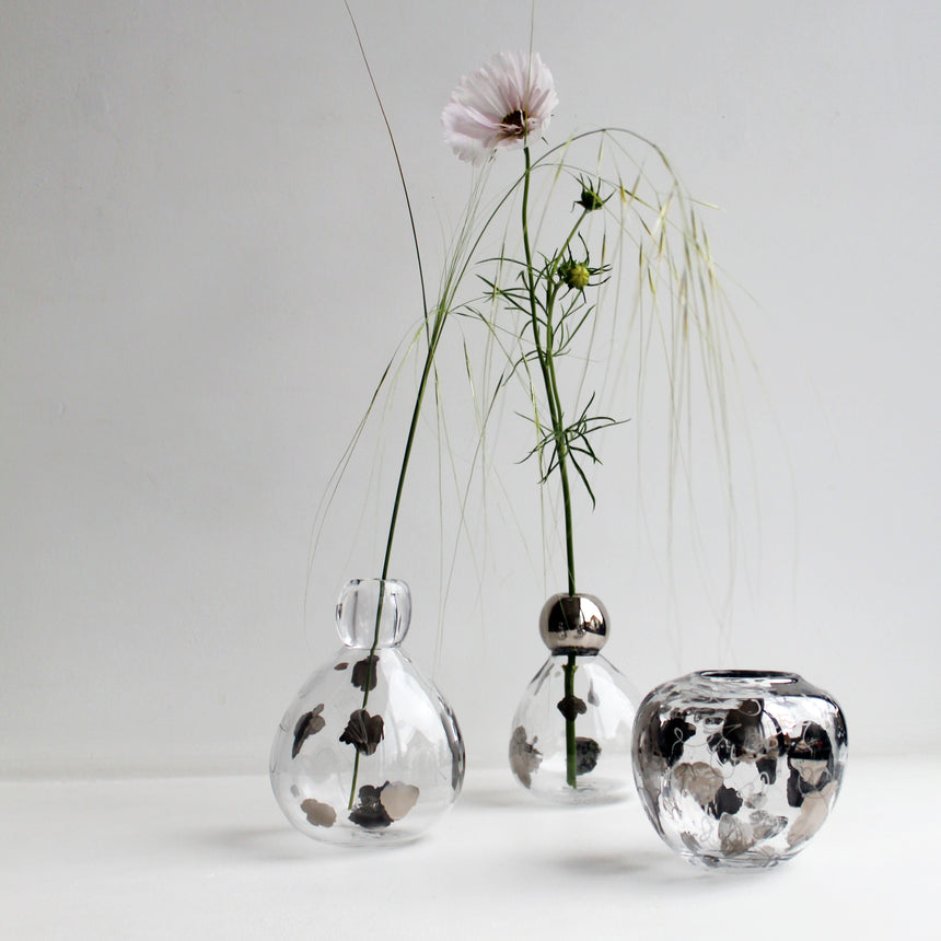 Glass Vase with Platinum Drawings V