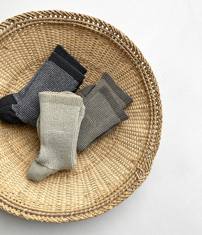 Japanese Bamboo Paper Socks - Jacquard, Charcoal