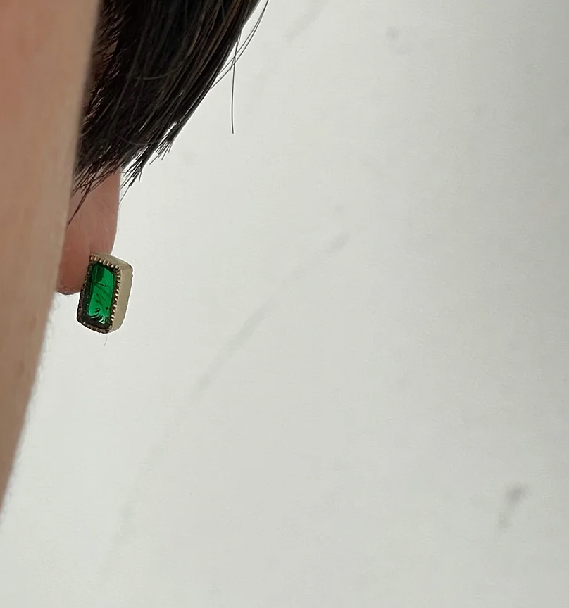 Glass Earrings: Antique Green I