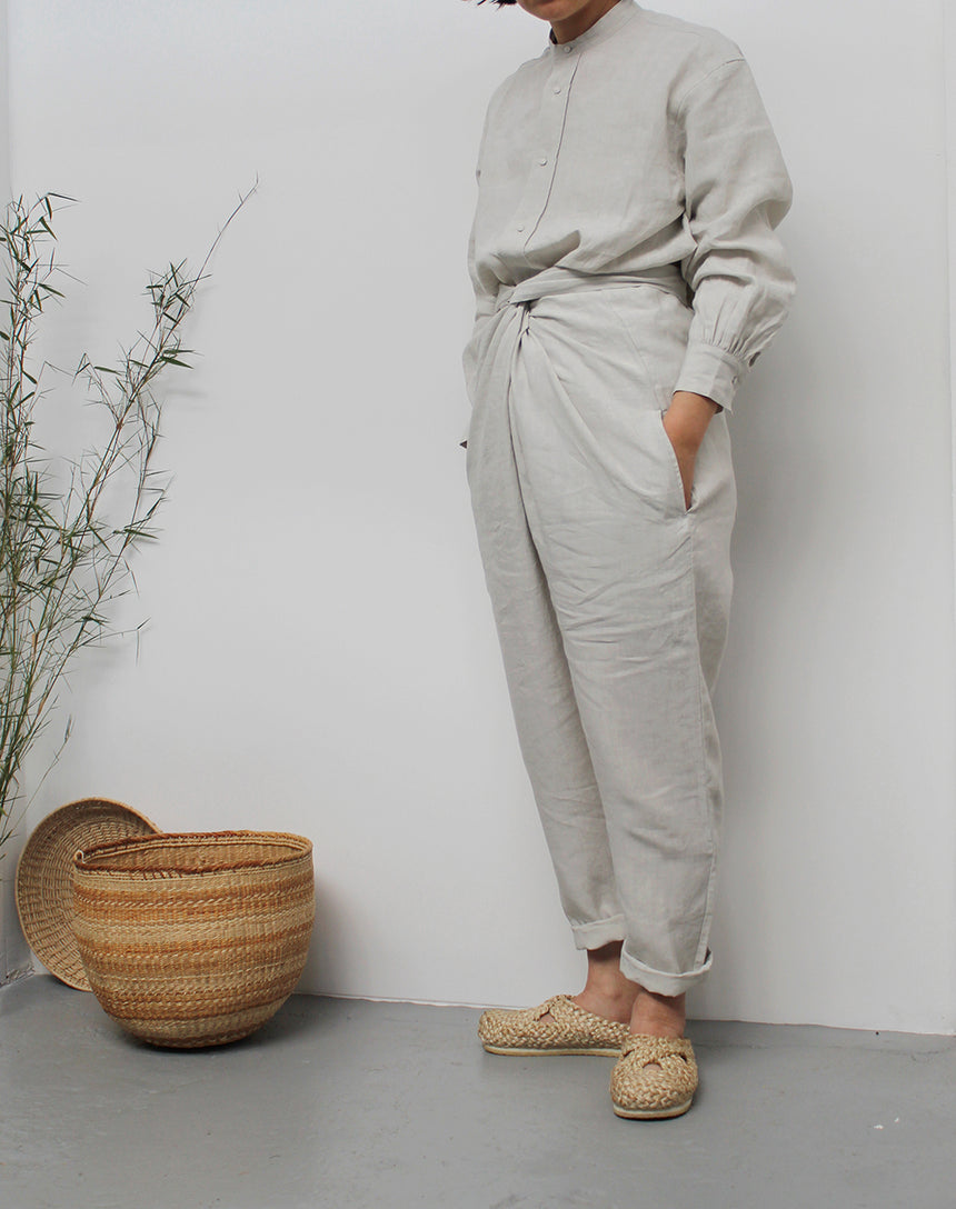 Cosmic Wonder Wrap Pants - Light Beige Linen