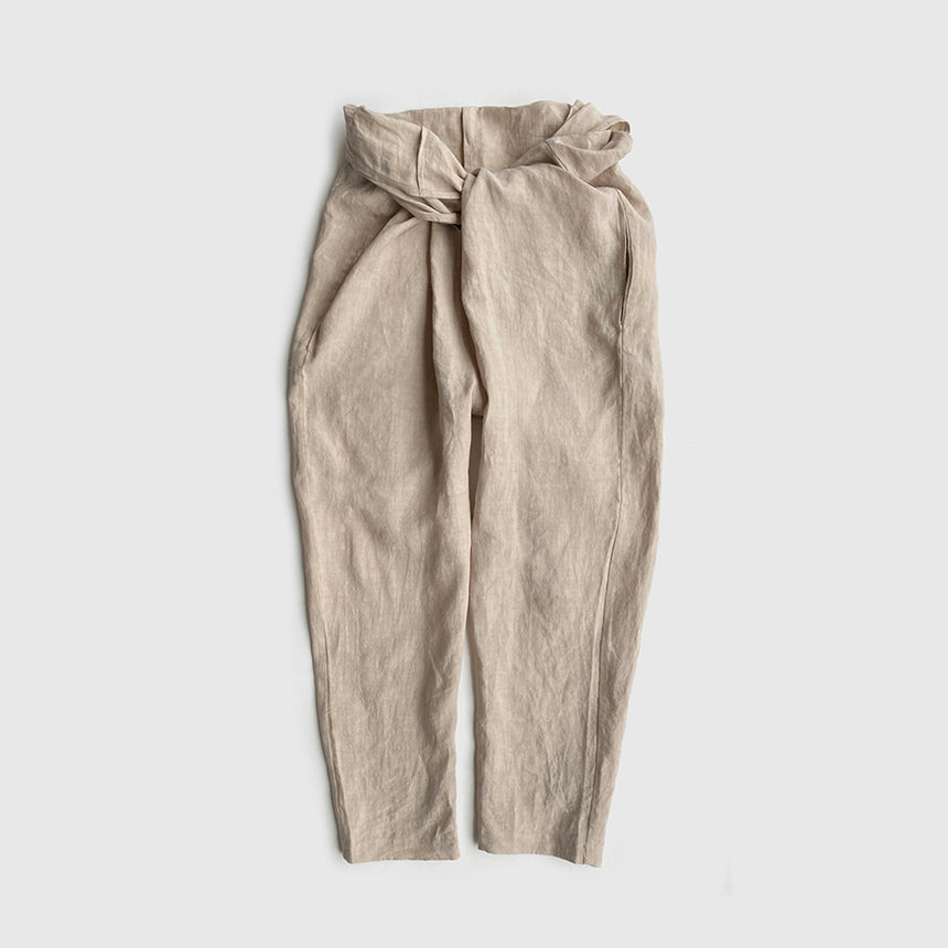 レオパードフラワーブラック COSMIC WONDER Linen slim wrapped pants