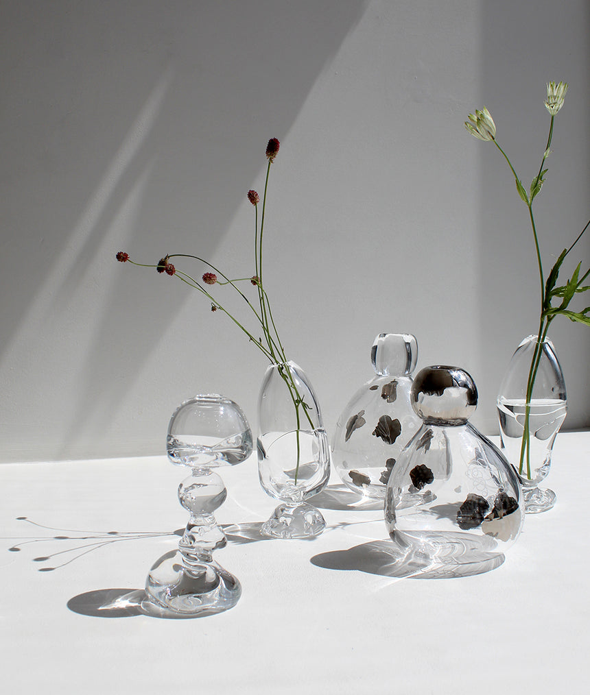 Glass Vase with Platinum Drawings I