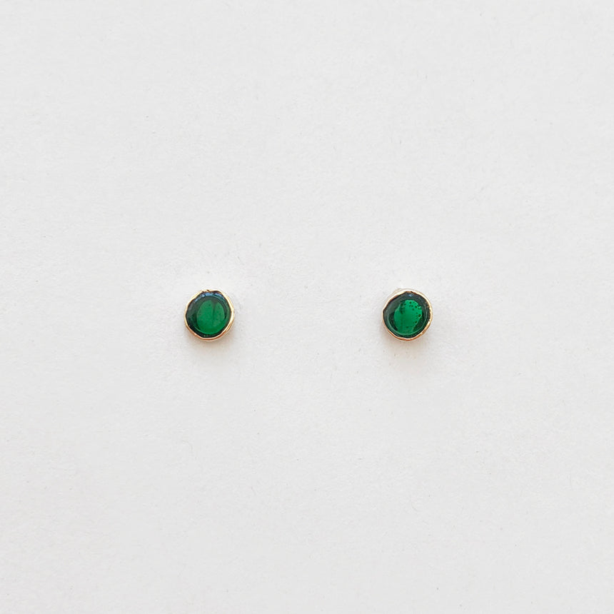 Glass Earrings: Slice, Green