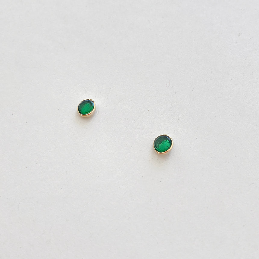 Glass Earrings: Slice, Green
