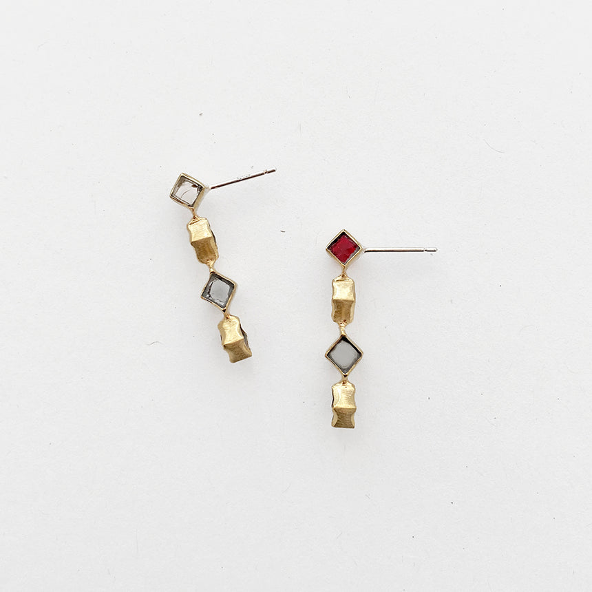 Glass Earrings: Confetti, Red