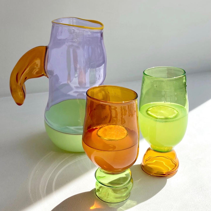 Two Colour Footed Glass